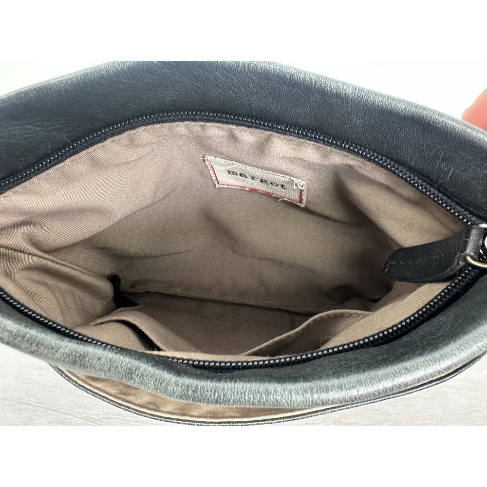 MARGOT New‎ York Black Leather Slim Small Crossbody Bag Zipper Purse 9x8" - Picture 11 of 14
